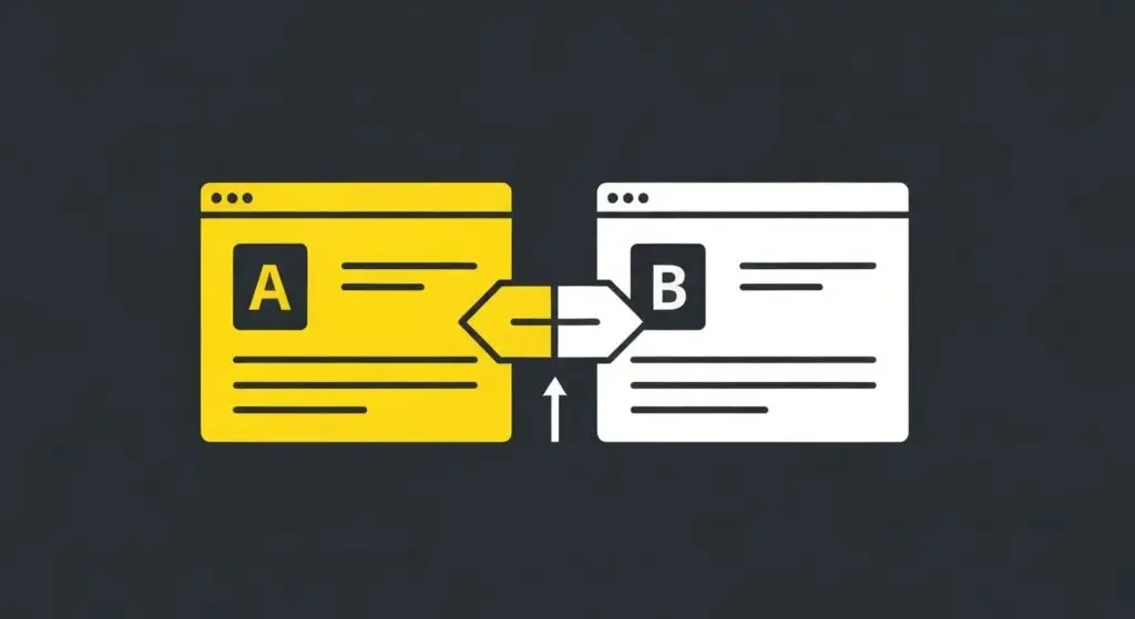 A/B testen voor MKB: twee paginavarianten A en B vergeleken