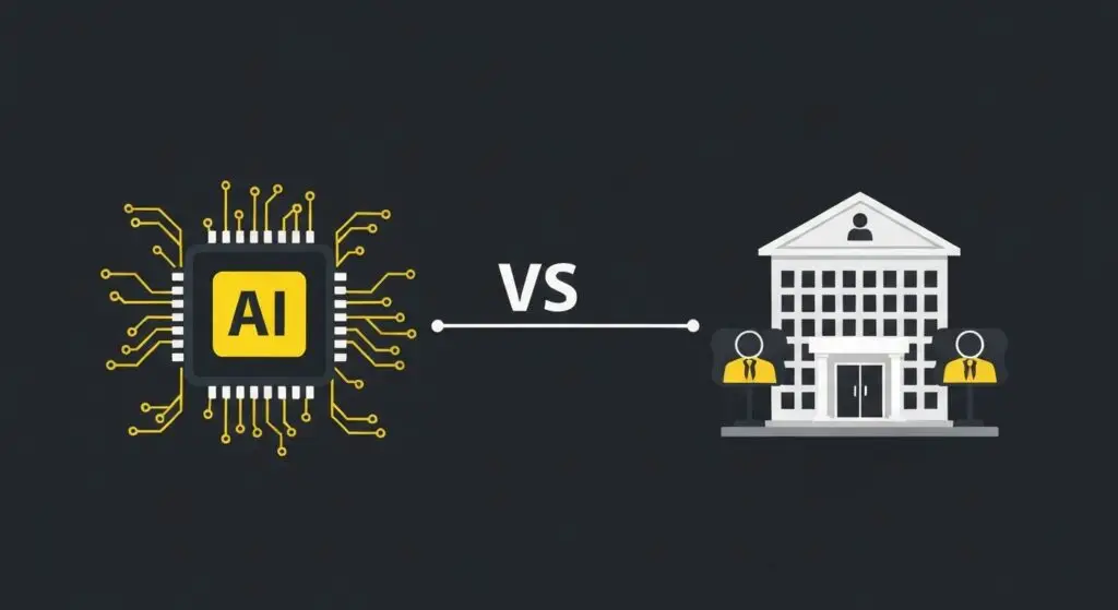 AI marketing vs bureau: AI-chip versus traditioneel bureau