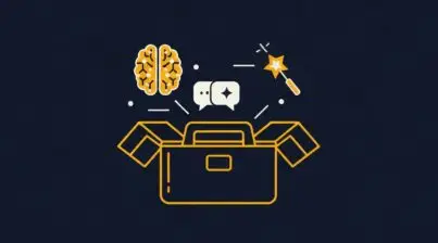 AI marketing tools MKB 2026: stylized toolbox met AI-iconen in flat vector op anthracite achtergrond