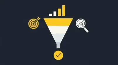 Conversie optimalisatie funnel voor MKB en webshops met target, grafiek en checkmark