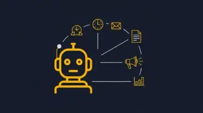 Marketing automatiseren met AI: vijf workflow-taken rond een centraal AI-icoon
