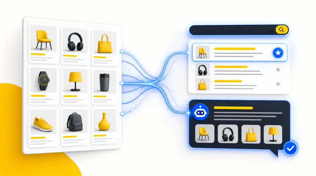 Webshop-catalogus vindbaar in Google en AI-antwoorden van ChatGPT en Perplexity