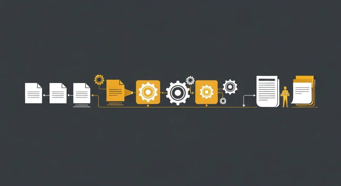 AI-marketing aanpak als geautomatiseerde workflow van input naar output met menselijke sturing