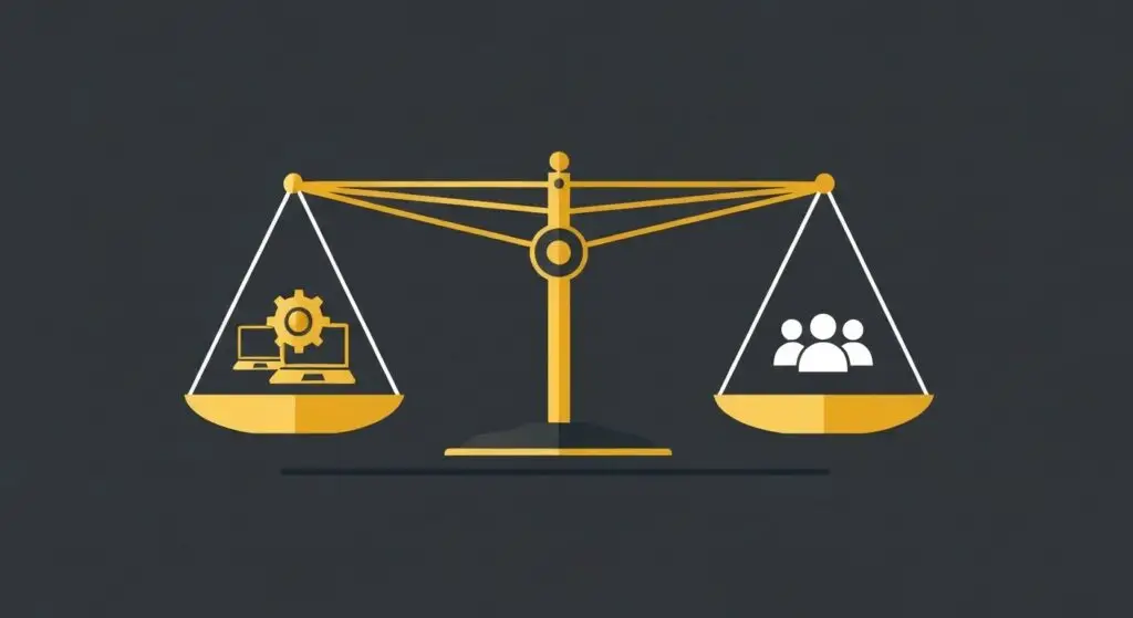webshop seo uitbesteden of zelf doen: weegschaal zelf doen versus uitbesteden